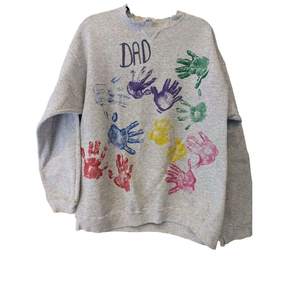Pro Spirit Boertje Long Sleeve Crew Neck Gray Dad‎ Handprint Men's  Vtg